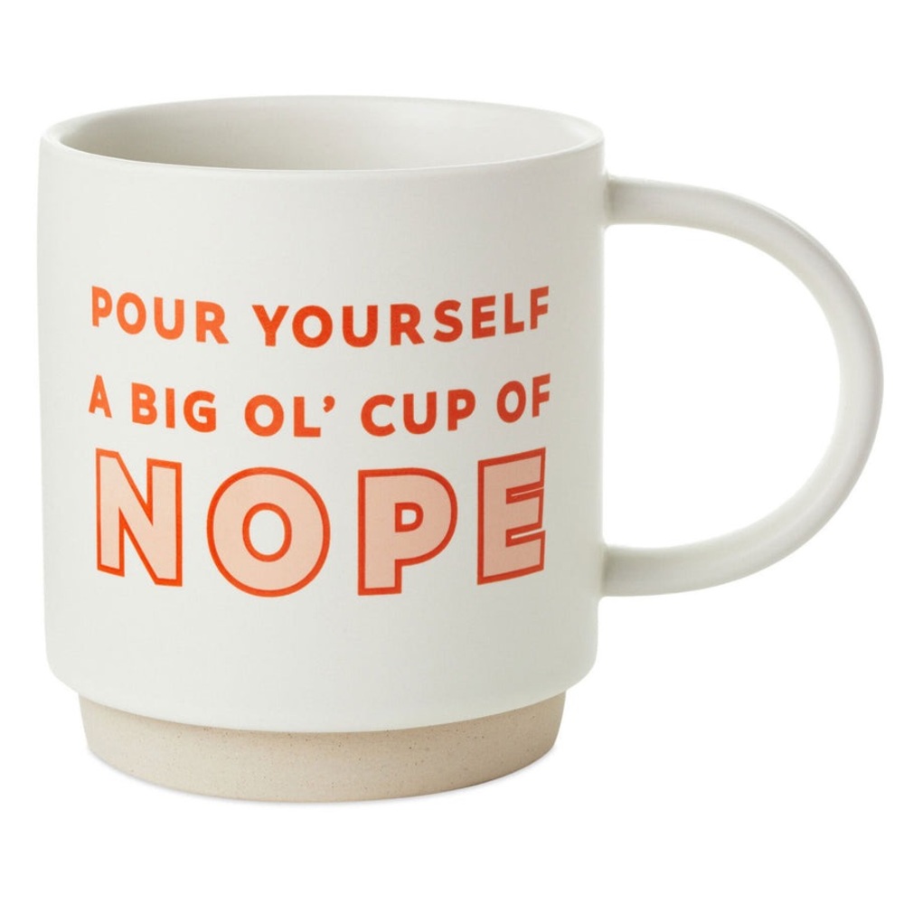 🐭 SALE! Hallmark 16oz  "Cup of Nope" ceramic mug cream-colored with orange text